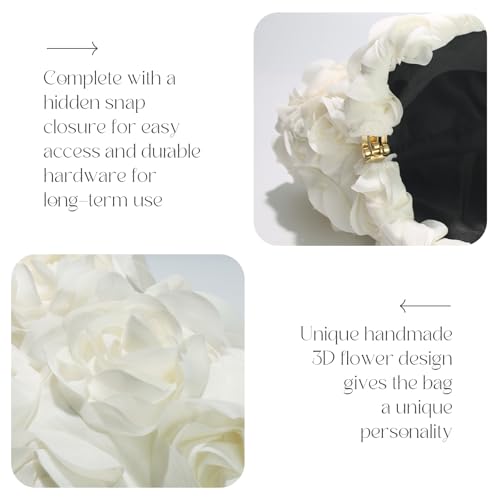 Image of 3D Flower Evening Bag for Women Elegant Floral Bridal Handbags Rose Clutch Purse for Wedding, Prom, Cocktail Party,Date Night