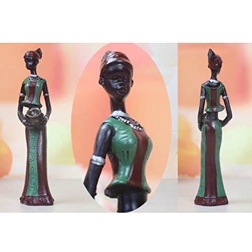 Baoblaze Estátua Tribal Da Africana Estatueta Resina Arte Decoração de Escritório, Verde, Tamanho re