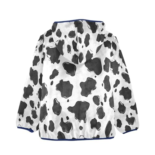 Cow Print Toddler Fleece Jacket Girl Boys Hooded Fleece Jacket Coat Warm Outwear Zip-up 3-10T2