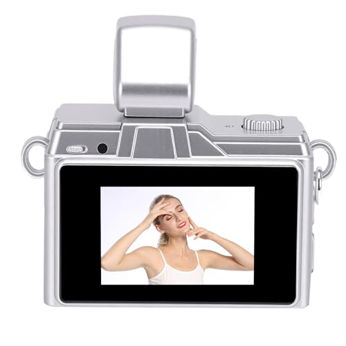 Annadue Mini Appareil Photo Numérique Porte-clés, Mini Appareil Photo de Poche, Petit 8 MP 1080P avec Carte de 32 Go, Enregistreur Vidéo à écran HD de 0,96" pour Les (Brun Vintage)