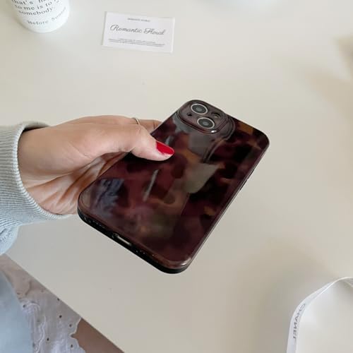 Coque iPhone 15 marron ambre avec chaîne perles tendance - 7