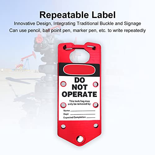 Image of Lock Out Tag Out Hasp, Aluminum Alloy Porous Safety Lockout Hasp, with Tag, Portable Lockout Tagout Hasp, Loto Hasp for Padlocks