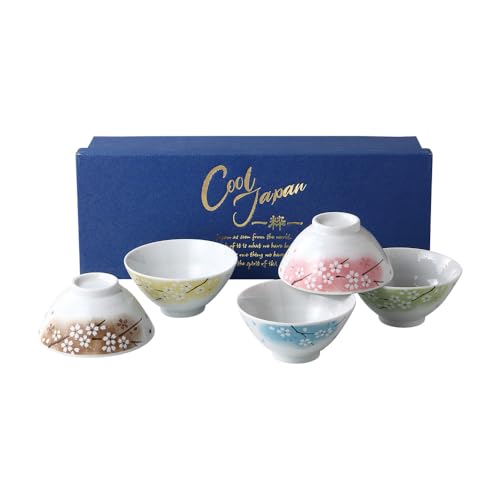 エールネット(Ale-net) ご飯茶碗 5客セット W12×D12×H5.7cm はんなり飯茶碗セット 磁器 美濃焼 日本製