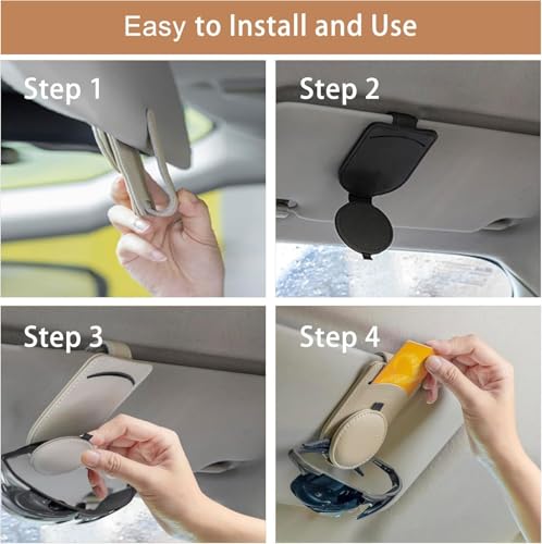 Image of Multi-Functional Car Sun Visor Glasses Holder Clip with Card Organizer - Compact Vehicle Accessory for Sunglasses, Parking Cards, and Bills - Easy Install, Secure Grip