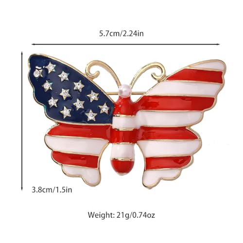 Image of Rhinestone Brooch Pins for Women, Vintage Crystal Enamel Brooches, American Flag Pin Patriotic Lapel Pins Gift for Suit Clothes Bag Accessories