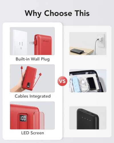 Image of charmast Portable Charger Power Bank 10000mAh with Built-in AC Wall Plug