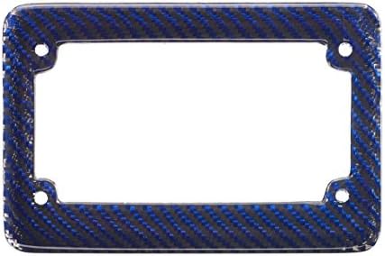 Marco de matrícula de motocicleta de fibra de carbono 100% azul real con tapas de rosca a juego, 1 marco