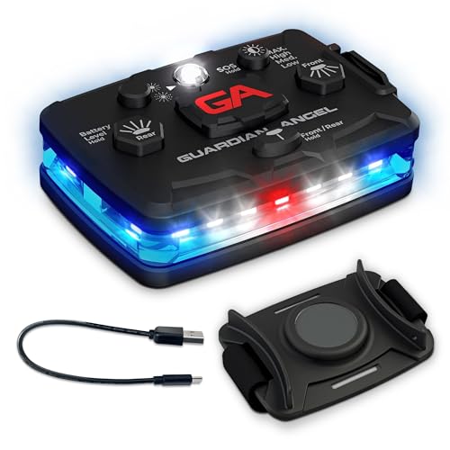 Image of Guardian Angel Elite Series Safety Light (Blue /White Front & Blue Rear) - Rechargeable, Magnetic, Hands-Free Wearable LED Flashlight for Law Enforcement, First Responders, Firefighters, & Rescue Ops