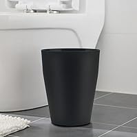 Vista 4 de Feisco Cubo de basura pequeño, redondo de plástico, para baño, dormitorio, cocina, oficina (negro, paquete de 2)