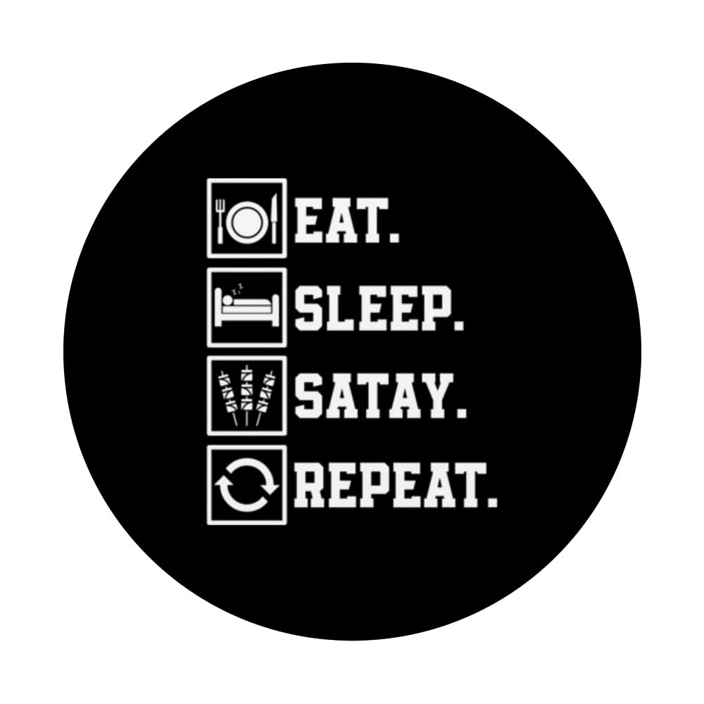 Funny Satay Lover Outfit Chicken Meat Indonesia PopSockets Swappable PopGrip, Black - Image 3