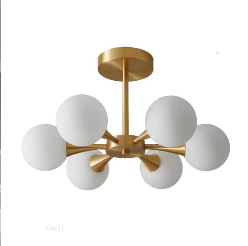 Image of Avior Chandelier for Living Room Ceiling, Jhumar for Drawing Room Center, Jhoomar Light for Hall (Golden Electroplated, Metal & Glass, Indian)