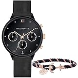 Gehäusedurchmesser 38mm Damenuhr Original NEU Paul Hewitt -Birthday Set 10 Years Everpulse Black Sunray und Phrep Lite 38mm- PH-PM-17-M