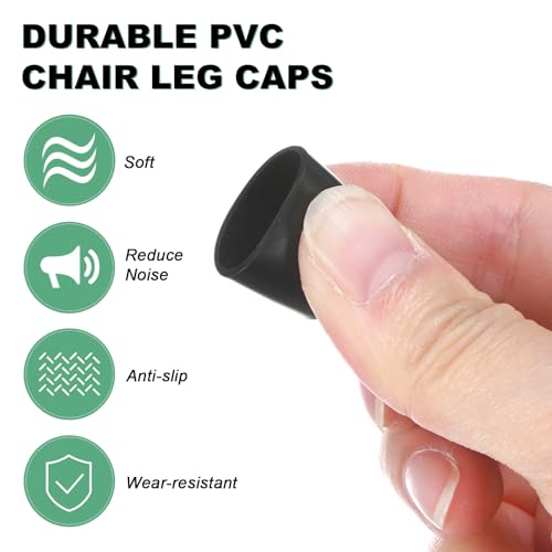 Image of M METERXITY 12-Pack Chair Leg Caps, 9 /16 Inch(14mm) PVC Chair Leg Floor Protectors for Folding Chairs /Metal Chairs /Furniture Table /Hardwood Floors, Round Non-Slip Cover End Tips [Black]