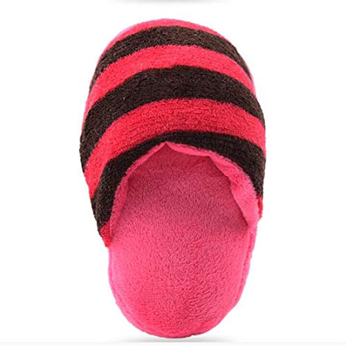 YYZLL Chien couinement Jouet Pantoufle en Forme de Jouet grinçant Chat Chiot drôle couineur à mâcher Jouant Soundplush Jouet Fournitures pour Animaux de Compagnie,Rayures Marron Cover