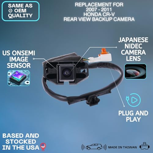 Image of Backup Camera for 2007 2008 2009 2010 2011 Honda CR-V | Replaces OE Part # 39530-SWA-E01, 39530SWAE01