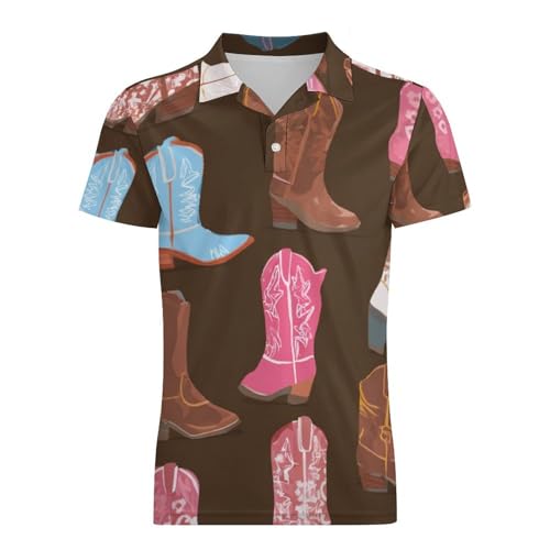 Boys' Classic Polo Shirts Short Sleeve Moisture-Wicking Golf & Tennis Shirts for Youth Teens Western Cowgirl Boots4