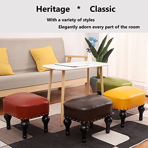 Pouf rectangulaire en cuir rouge de qualité supérieure style rétro