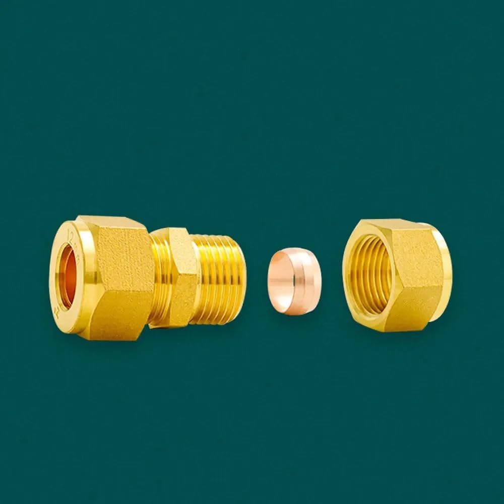Brass 6/8/10/12/14/15/16/18/22mm Tube Pipe Fitting Double Ferrule Compression Connector Union Straight Connector Water Gas Fuel(54mm)