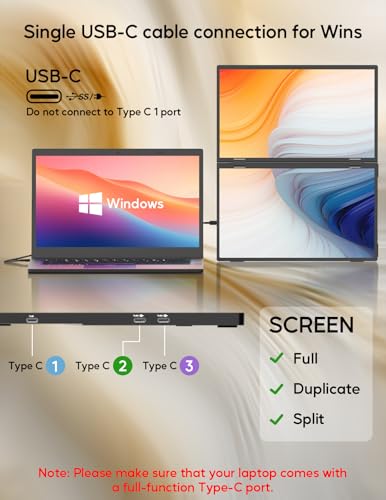 Image of ZSCMALLS Laptop Screen Extender-15.6 inch Dual Portable Monitor for Laptop USB-C HDMI Stacked Folding Triple Monitor Travel Display with Kickstand VESA for Windows Mac