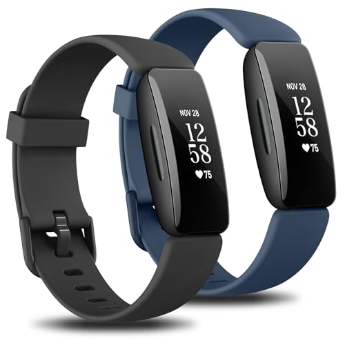 Pack 2 Straps Compatible with Fitbit Inspire 2 Soft Silicone Sport Replacement Band for Men and Women [NOT for Inspire HR]