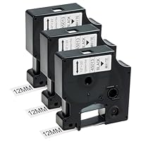 3 Stücke Etikettenband, Schriftbänder 45013 Kompatibel mit Dymo D1 Letratag 12mm x 7m Etiketten Selbstklebend Schwarz auf Weiß für LabelManager 150 160 210D 280 350 420P LabelPoint 150 350