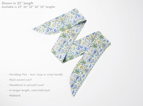 Liberty London Purse, Head, or Neck Scarf - Lodden Green William Morris Skinny Scarf - Headband, Handbag, Purse Handle - Silky Tana Lawn Cotton - Choose Length2