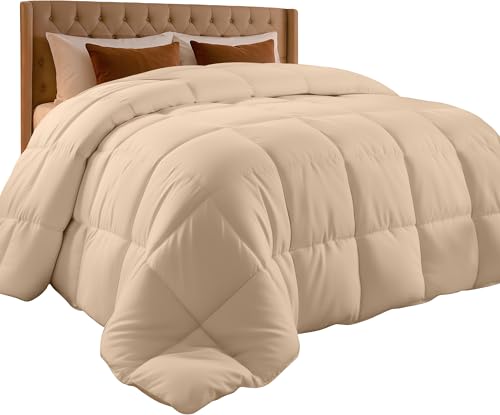 Utopia Bedding Twin Comforter Duvet Insert, Quilted Beige Comforter with Corner Tabs, Box Stitched Down Alternative Comforters Twin Size 64 x 88 inches