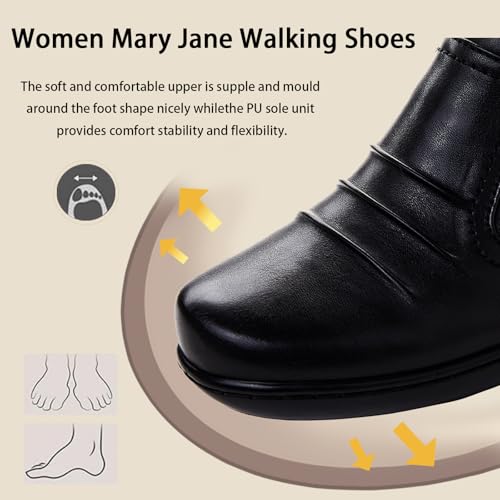 Mary Jane Flats for Women Comfortable Flats Round Toe Casual Slip On Dress Shoes for Women Dressy Office Work Shoes Size2