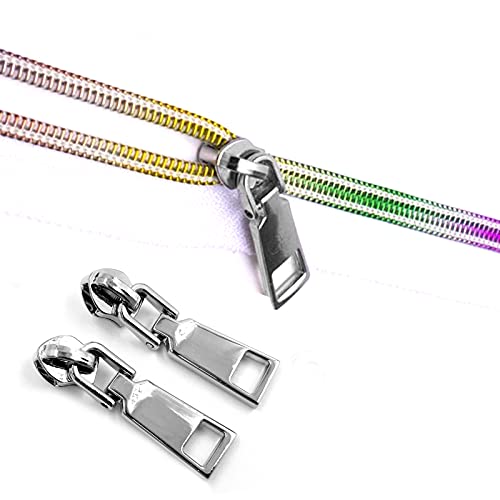 SBest Nylon-Reißverschlüsse #5, 9,1 m, Näh-Reißverschlüsse, Großpackung mit 20 Schiebern, lange Reißverschlüsse für Schneider, Nähen, Handwerk, Tasche (Regenbogenzahn, weißes Klebeband)