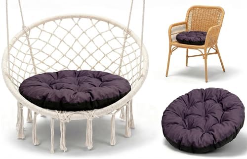 Stuhlkissen Outdoor Rund 60 cm Sitzkissen Gartenstuhl Rattansessel | weiche runde Sitzauflage wasserabweisend Hängeschaukel Lesesessel Garten Terrasse Balkon Innen Außen Bordeaux L