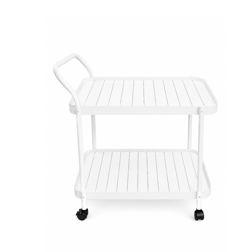 Carrello Porta Bianco Bevande Aliseo con Ruote, Struttura in Alluminio Verniciato a Polvere, Viteria in Acciaio Inossidabile, Design Moderno per Esterno e Interno