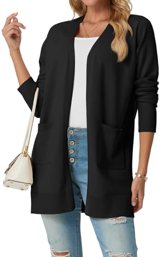 GRECERELLE Womens Lightweight Open Front Casual V-Neck Long Cardigan Sweater with Pockets, S-2XL2
