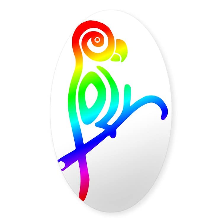 CafePress Polly The Poly Parrot Oval Car Bumper Sticker