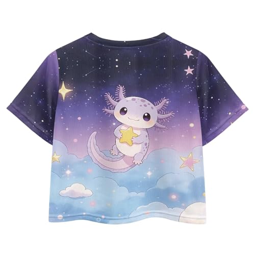 Image of Girls Fashion Crewneck Tee Shirts Casual Short Sleeve Crop Top Summer Outfits 5-14 Years Old