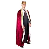 Kangaroo Red Velvet King Robe For Men - Kings Cape Costume Royal Outfit - Prince, Kings and Queen Costumes for Adults - Halloween Costume Cosplay Dressup Apparel