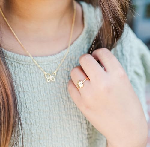 Cherished Moments Sterling Silver or 14K Gold Plated Personalized Gift Baby Signet Ring with Engraved Initial for Baby, Toddler, Kids, Girls, and Children3