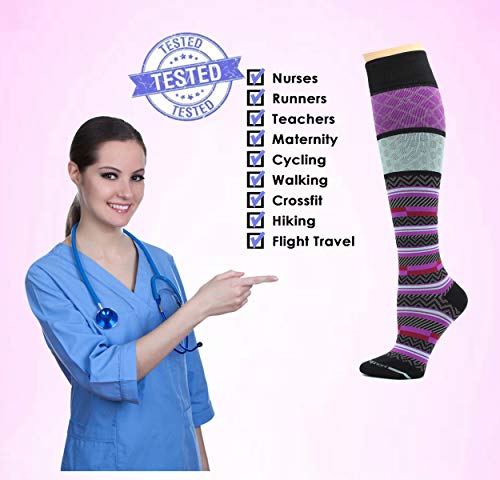 Image of Dr. Motion 3 Pairs Therapeutic Graduated Compression Women's Knee-hi Socks