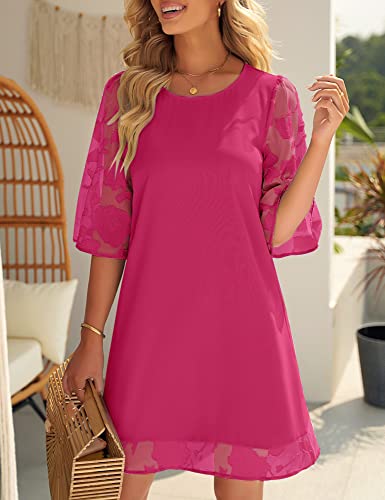 Image of LookbookStore 3 /4 Sleeve Dress for Women Shift Cute Summer Tunic Floral Lace Dresses