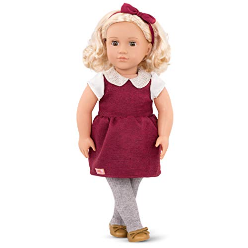Our Generation - Muñeca navideña de 18 Pulgadas - Cabello Rubio y Ojos Color Avellana - Traje De Vestido Rojo - Cuerpo Suave - Juguetes para niños de 3 años en adelante - Ivory Cover