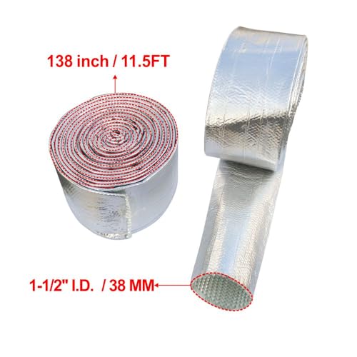Image of Fuel Line Heat Shield Heat wrap for Wires Fuel line Heat Shield Sleeve Hose Heat Shield Sleeve-Heat Radiant and Prevent Vapor Lock Heat Shield for Brake Cable /Fuel Line /Spark Plug(1-1 /2''I.D-138'')