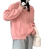 [Amulet] シンプルニットパーカー 春 秋 冬 韓国ファッション 10代 20代 30代 レディース 黒 白 カジュアル 可愛い 大人 羽織り 上着 フード付きvl-6436-pk-f