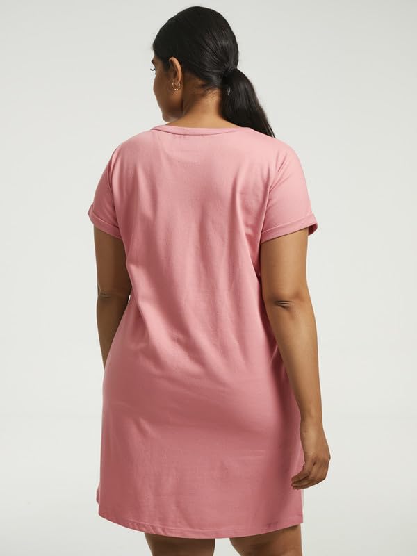 Image of Fflirtygo Women's Cotton Nighty | Printed Knee Length Nighty | Short Sleeve Nighty | Short Nightdress | Long T-Shirt | Regular Fit Night Gown | Nightwear | Sleepwear & Casual Wear Nighty