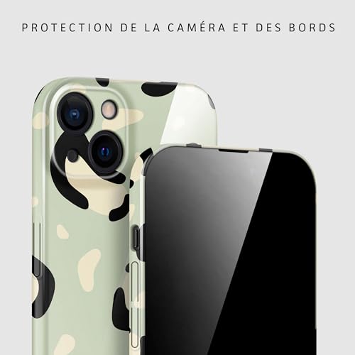 Housse iPhone 15 imprimé léopard vert menthe ONEFLOW avec protection caméra