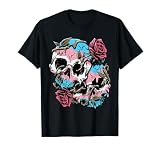 Transgender Pride Trans Flag Skull Roses Subtle LGBTQ T-Shirt