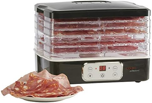 Electric Food Dehydrator Tiered 5 Tray with Adjustable Temperature Control, 240W by Cooks Professional (Black)