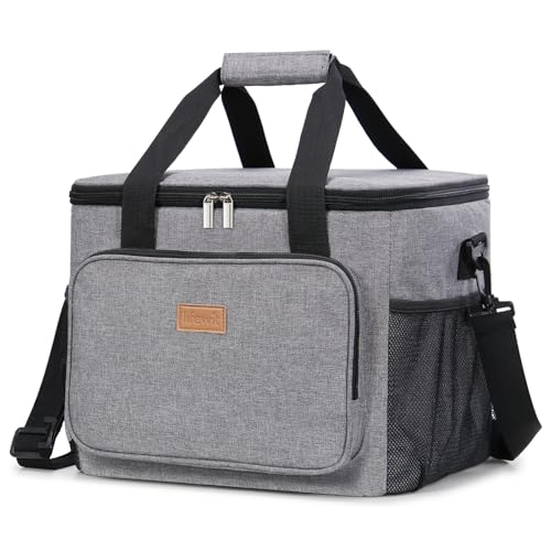 Lifewit Large Lunch Bag Insulated Lunch Box Soft Cooler Cooling Tote for Adult Men Women, Gray 40-Can (24L)