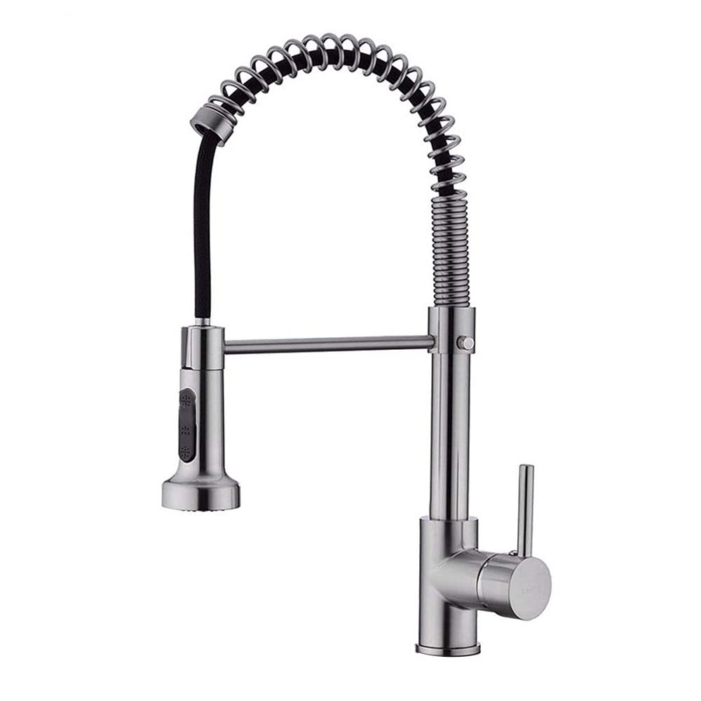 Grifo de Cocina para Bar, casa de Campo o Uso Comercial, Grifo extraíble de latón con Giro de 360 Grados, Color Negro, Monomando, 1 Orificio, Mezclador de Agua fría y Caliente con