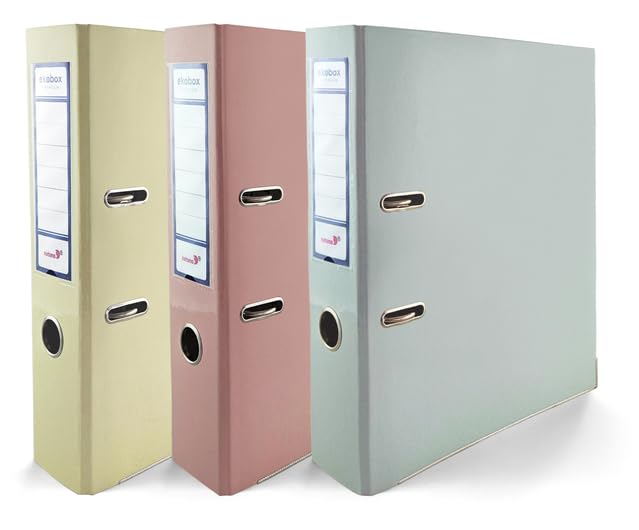Netuno 3 Binder Vanilla Pastel Pink Pastel Blue Glossy A4 Spine 7.5 cm 2.95 in Extra Wide Cardboard File Organizer for Office School Desk Storage documents Strong Stable Large Capacity Practical