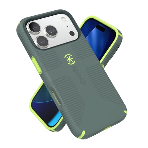 Image of Speck CANDYSHELL Grip +MS Case for iPhone 17 Pro - NEO DRAB /Glow Green | Slim Protective Grip | Drop Protection | MagSafe Compatible