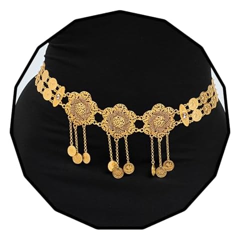 Navoky Boho Gold Chain Belt Rhinestone Moon Flower Tassel Waist Chain Metal Crystal Link Body Jewelry for Women Dress Cover